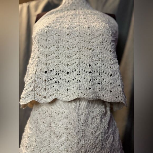 Pink Rose Cream Crochet Halter Top & Shorts 2 Piece - Size Medium - Picture 3 of 8